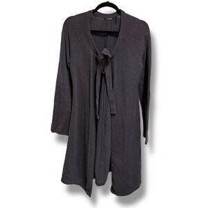 Daisy Fuentes Gray Long Maxi Cardigan Tie Front Size Large